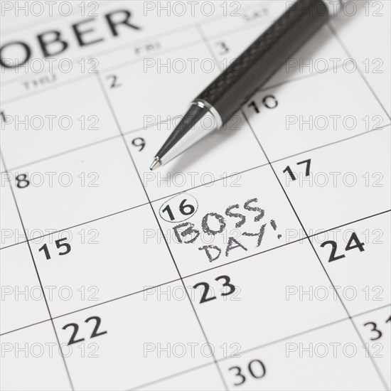 Close up boss s day date calendar