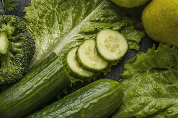 Close up cucumbers with celery