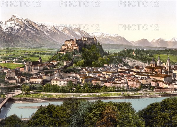 General view from Kapuzinerberg of Salzburg