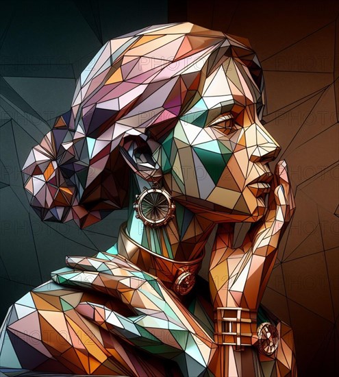 Digital illustration unrecognizable human portrait depict deep emotion