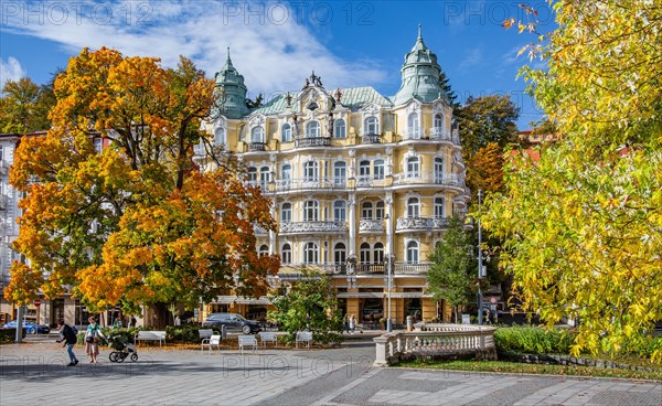 Historic Hotel Bohemia by the autumnal spa park