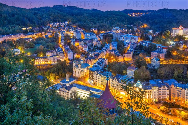 Panorama of the historic centre at dusk