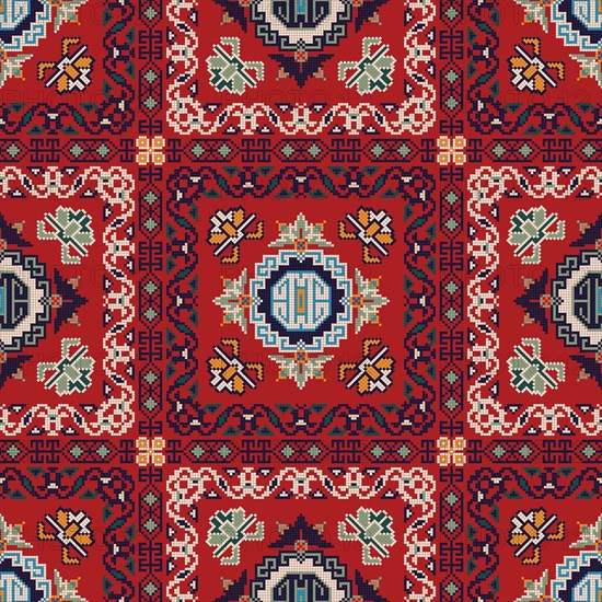 Traditional Georgian folk art embroidery vector pattern