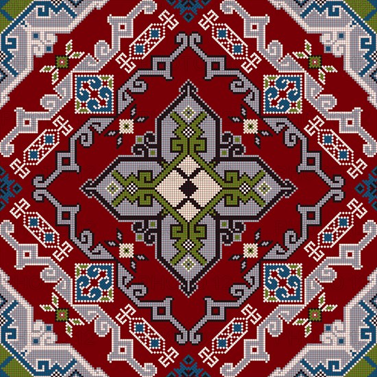 Traditional Georgian folk art embroidery vector pattern