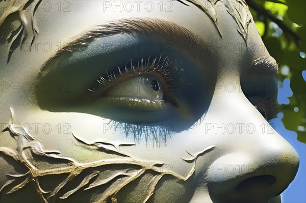Close up of an eye of an esoteric statue on Easter Island
