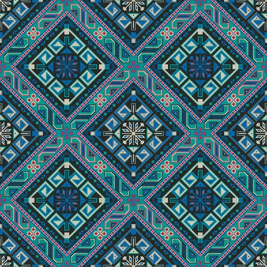 Traditional Georgian folk art embroidery vector pattern