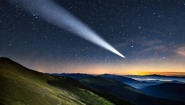 A comet races across the earth