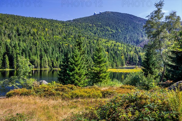 Nature reserve Kleiner Arbersee with Grosser Arber 1456m