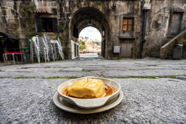 Great view of francesinha typical dish originally from Porto