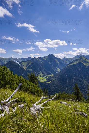 View from Himmelschrofen into the Dietersbach valley with Gerstruben