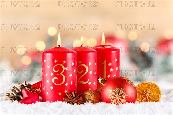 Third 3rd Advent with candle Christmas decoration Christmas card for Christmas time with copy space Copyspace in Stuttgart