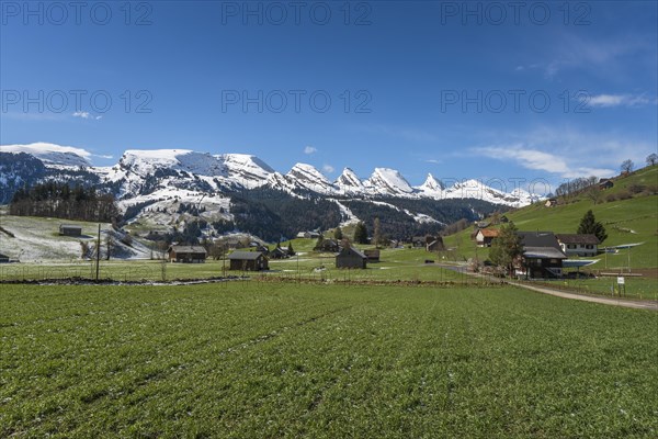 View of the snow-covered Churfirsten