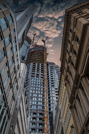 Cityscape on the Main with the skyline in the evening