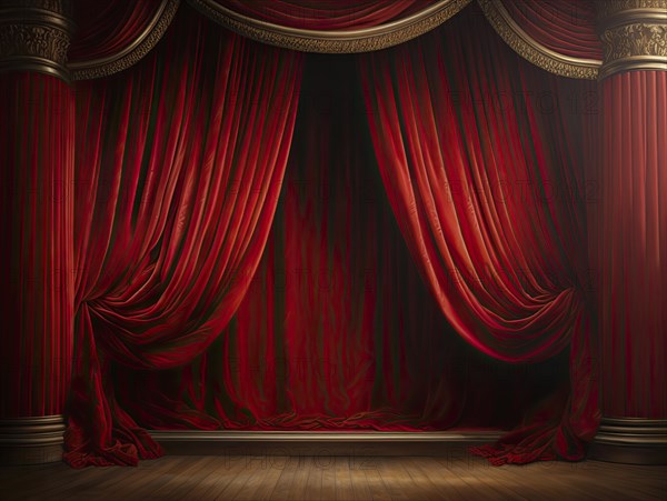 Theatre stage with curtain in a nostalgic theatre