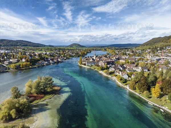 Aerial view of the Werd island group in the westernmost part of Lake Constance