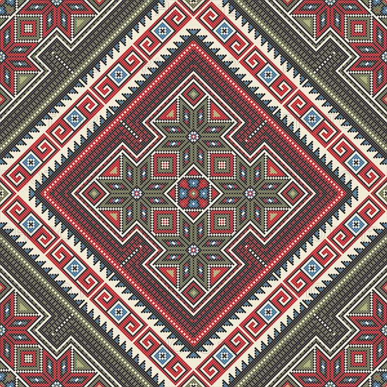 Traditional Georgian folk art embroidery vector pattern