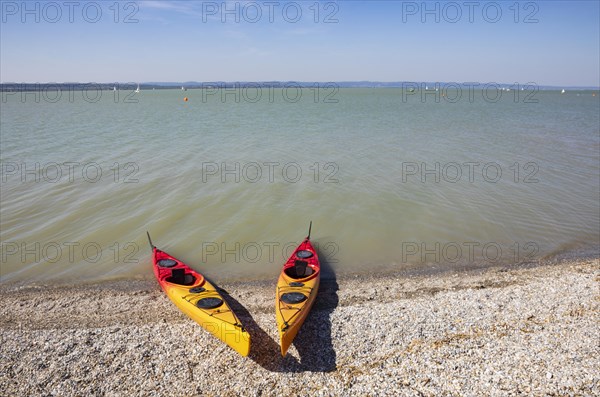 Two canoes on the beach at the seaside resort of Illmitz