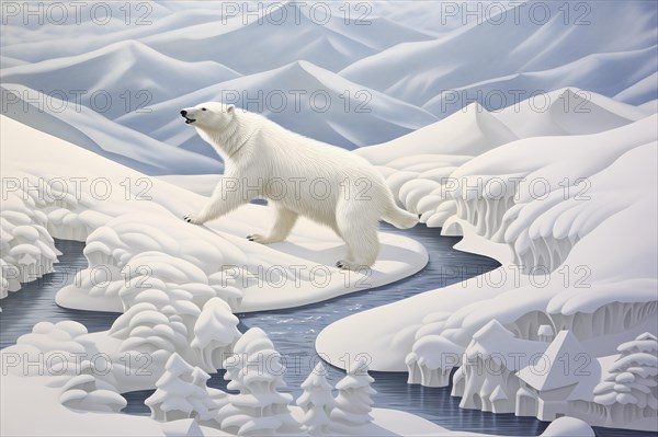 Polar bear in a snowy environment