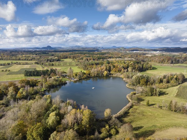 Aerial view of Lake Boehringen with autumn vegetation