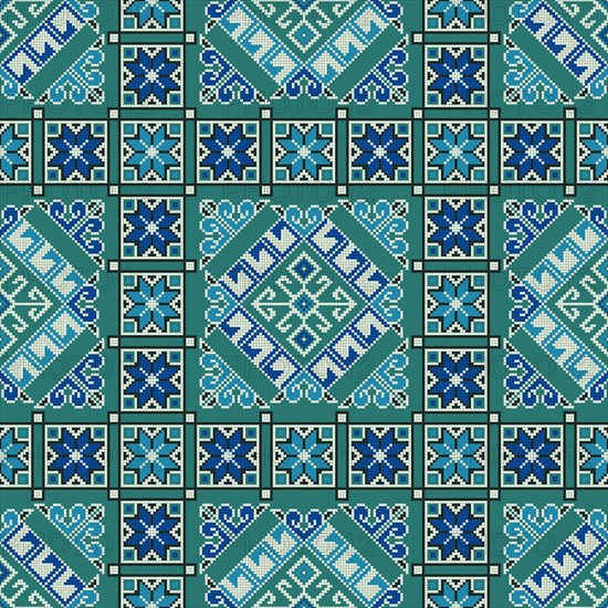 Traditional Georgian folk art embroidery vector pattern
