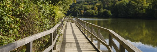 Wooden footbridge along the Rur