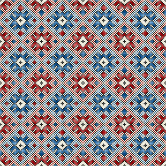 Traditional Georgian folk art embroidery vector pattern