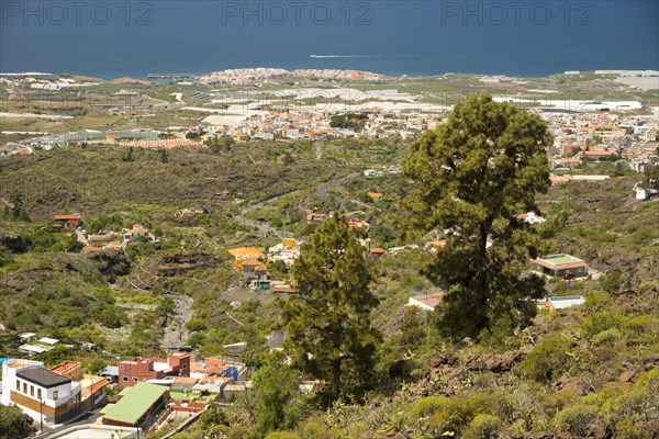 Panorama from Mirador de Chirche over Guia de Isora and Playa de San Juan to the west coast