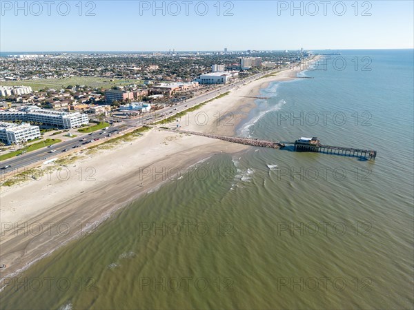 Aerial view of Galveston Beach