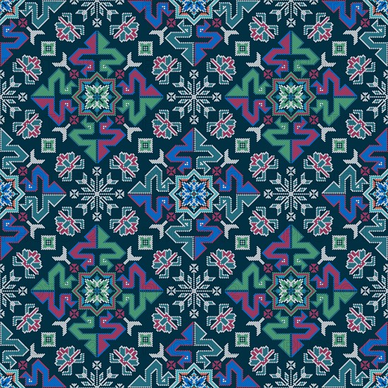 Traditional Georgian folk art embroidery vector pattern