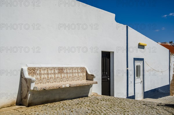 Awesome view of bench with traditional portuguese tiles