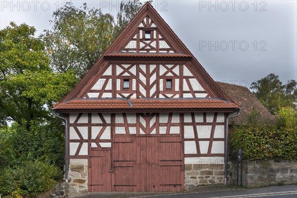 Historic half-timbered barn from 1835