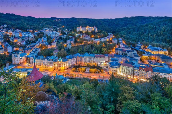 Panorama of the historic centre at dusk