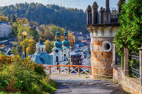 Viewpoint with the Church of St. Mary Magdalene in autumn