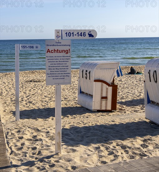 Beach and beach chairs in the Baltic seaside resort of Baabe