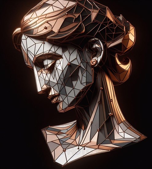 Digital illustration unrecognizable human portrait depict deep emotion