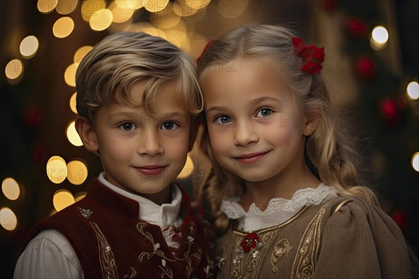 Close-up of two children at the Christmas market