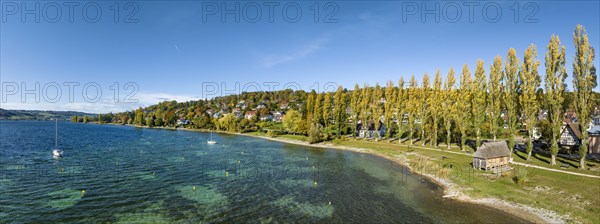 Aerial panorama of the village of Wangen on the Hoeri peninsula