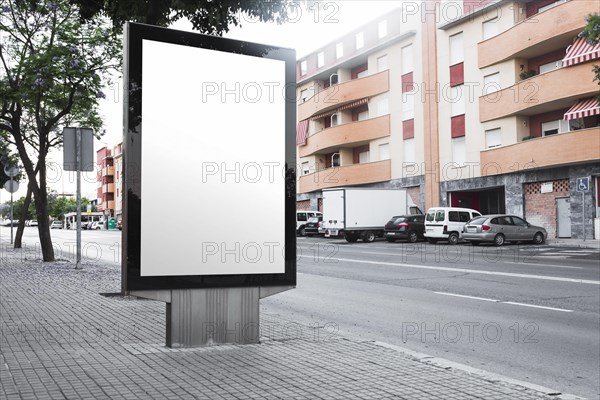 Empty billboard sidewalk near roadside