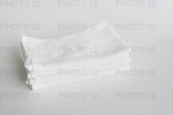 High view stacked white towels