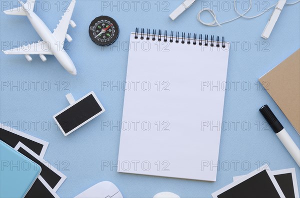 Flat lay traveling tools table