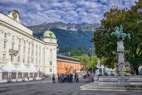 Leopoldsbrunnen fountain in front of Hofburg Imperial Palace Palace