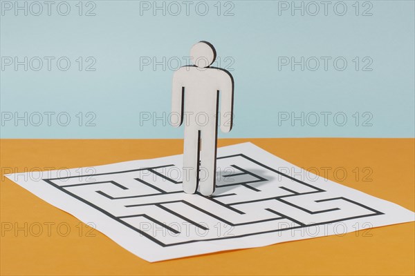 Cardboard man paper with puzzle