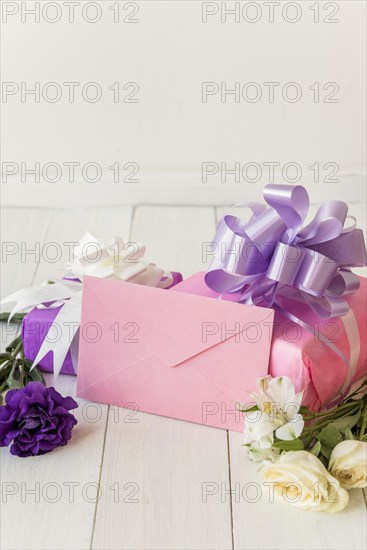 Gift boxes with flowers envelope