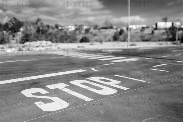 Stop traffic sign on a street in Barcelona in Spain