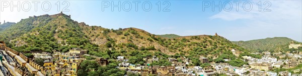 Panoramic view of the Aravalli range of hills in Rajasthan India