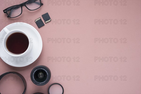 Cup tea camera lens spectacle memory cards extension rings colored pink