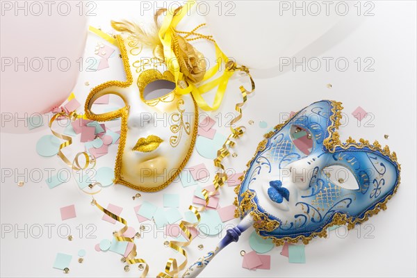 Abstract golden sun blue moon masks