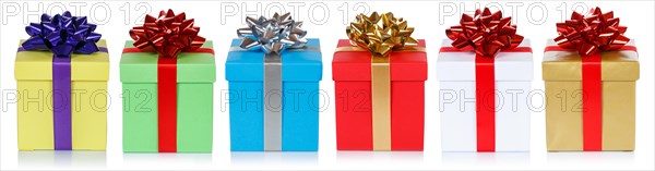 Colourful Christmas gifts Christmas gifts birthday gifts isolated against a white background in Stuttgart