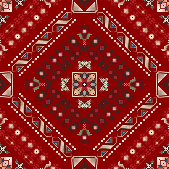 Traditional Georgian folk art embroidery vector pattern