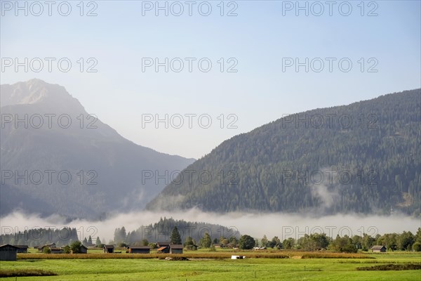 Morning fog on the Wetterstein mountains